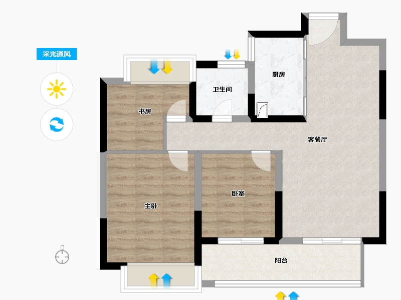 河南省-郑州市-法兰原著·半岛-71.00-户型库-采光通风