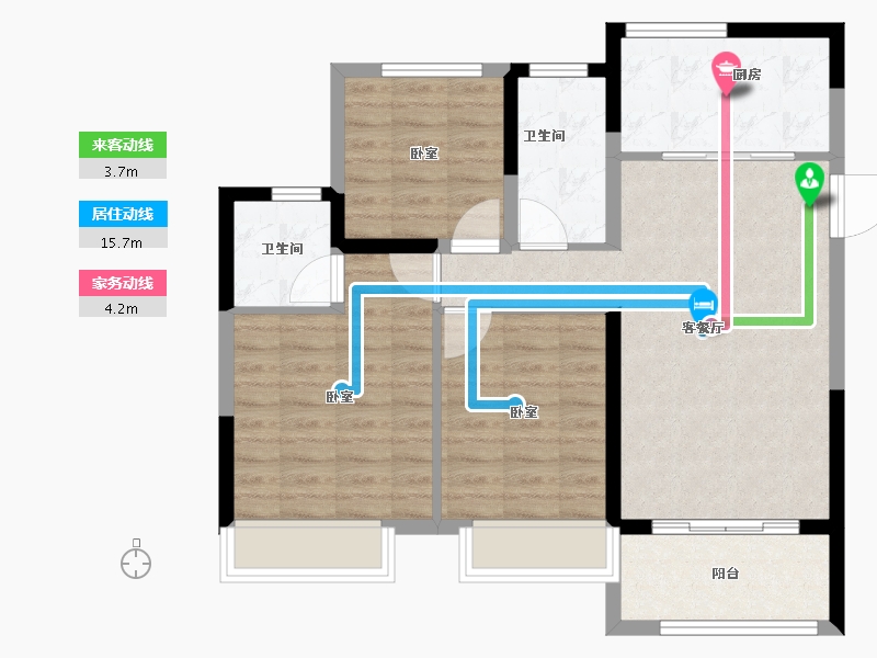 江苏省-苏州市-九龙仓蔚蓝花园​-80.00-户型库-动静线