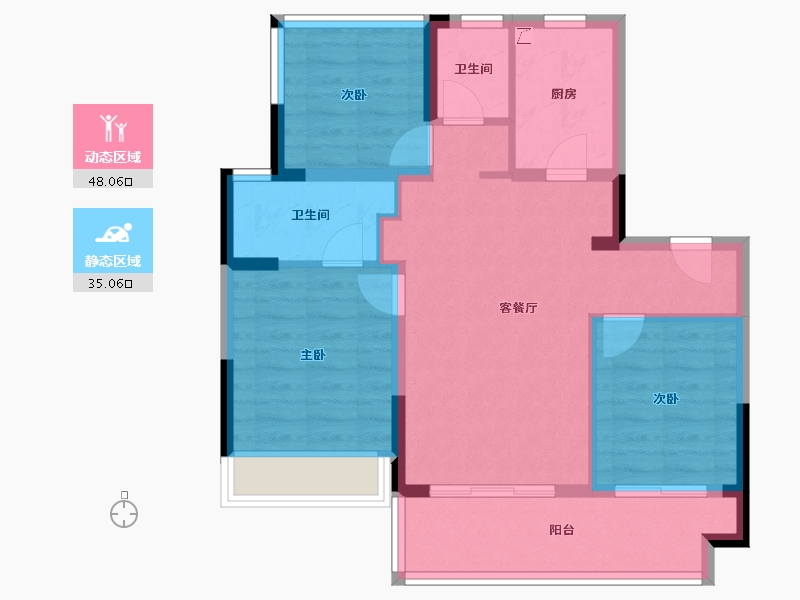 江苏省-苏州市-碧桂园伴山澜湾​-74.01-户型库-动静分区