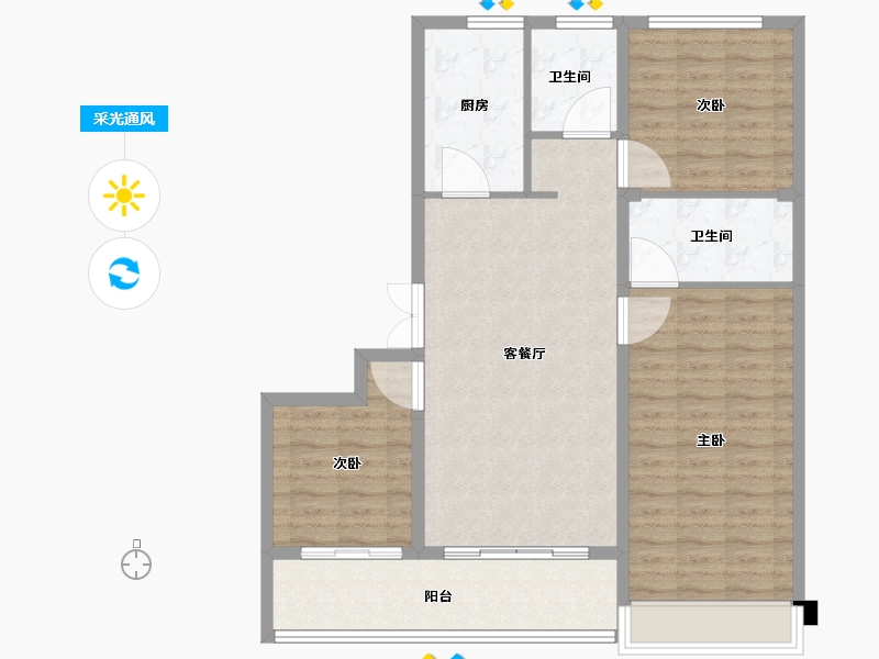 江苏省-苏州市-九龙仓逅湾雅苑​-97.04-户型库-采光通风