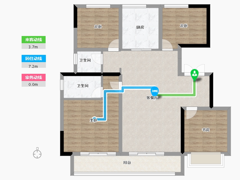 河南省-郑州市-裕华城-104.80-户型库-动静线