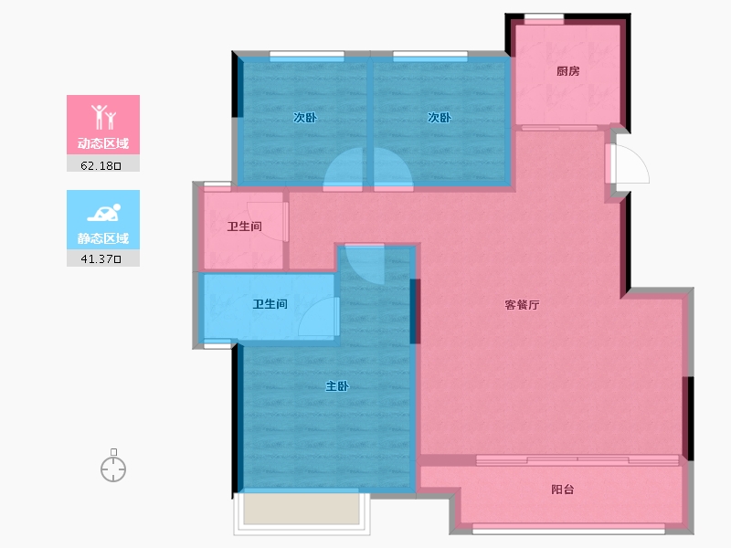 河南省-郑州市-万科·荣成云图-93.60-户型库-动静分区