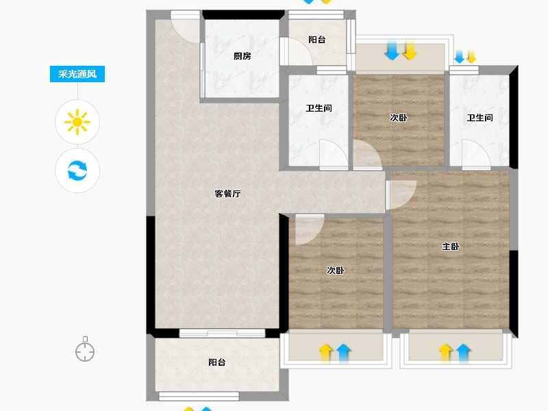 广东省-深圳市-泰福名苑-74.71-户型库-采光通风