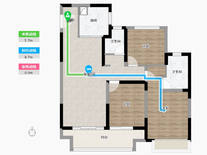 江苏省-苏州市-建发·御璟湾-86.89-户型库-动静线