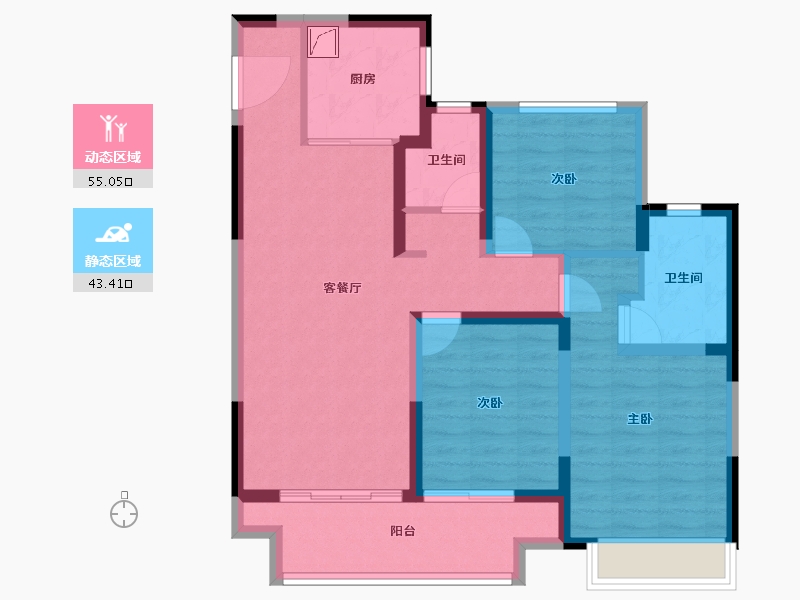 江苏省-苏州市-建发·御璟湾-86.89-户型库-动静分区