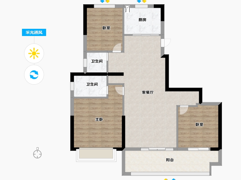 河南省-郑州市-浩创华信·悦府-92.00-户型库-采光通风