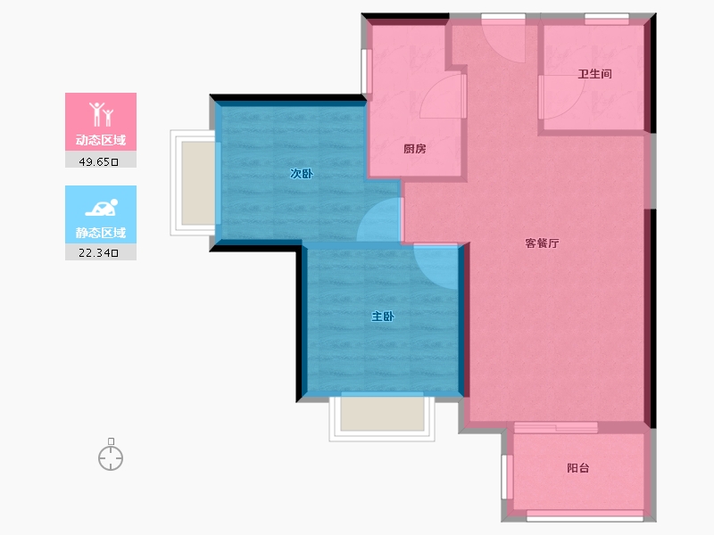 福建省-福州市-龙湖春江彼岸-65.00-户型库-动静分区