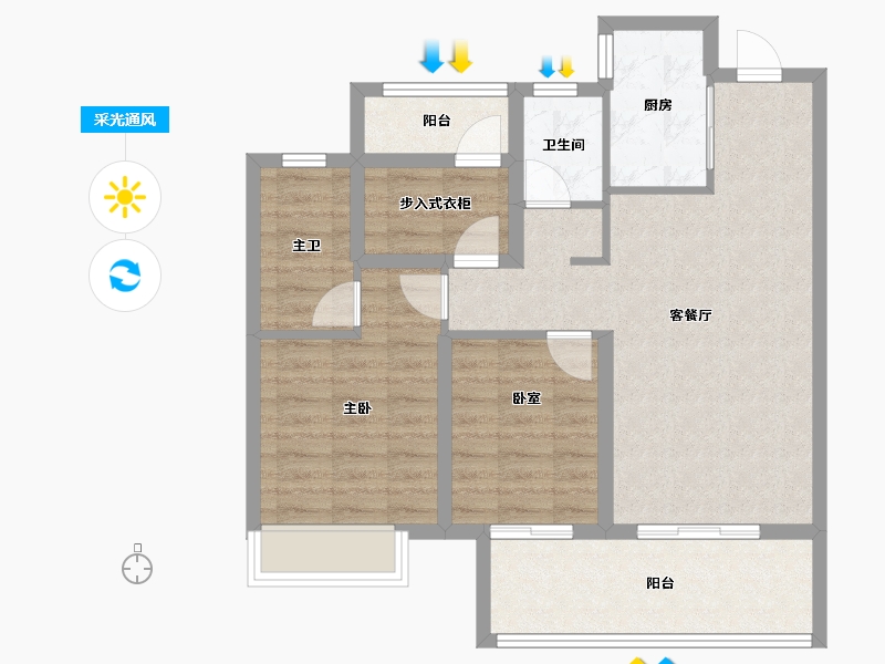 河南省-郑州市-保利·天汇-78.96-户型库-采光通风