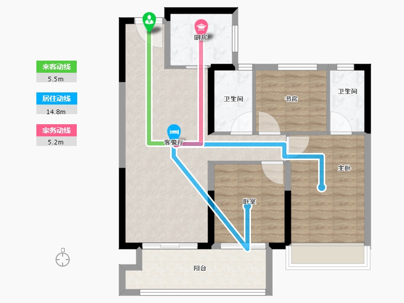 河南省-郑州市-世茂振兴璀璨熙湖-83.20-户型库-动静线