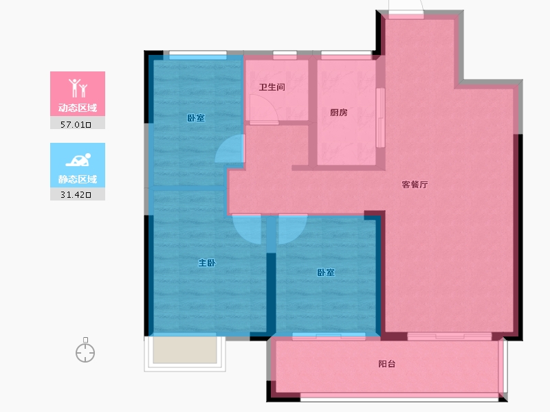 河南省-郑州市-中昂·博雅-79.42-户型库-动静分区