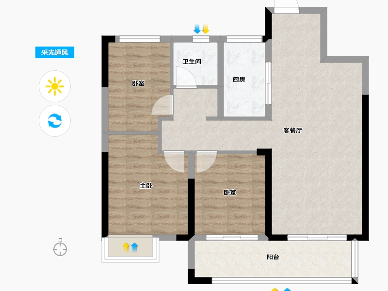 河南省-郑州市-中昂·博雅-79.42-户型库-采光通风