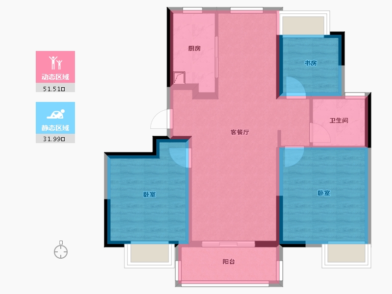 江苏省-苏州市-望湖玫瑰园-74.00-户型库-动静分区