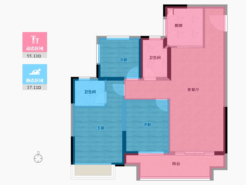 江苏省-苏州市-建发·御璟湾​-82.34-户型库-动静分区