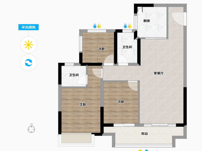 江苏省-苏州市-建发·御璟湾​-82.34-户型库-采光通风