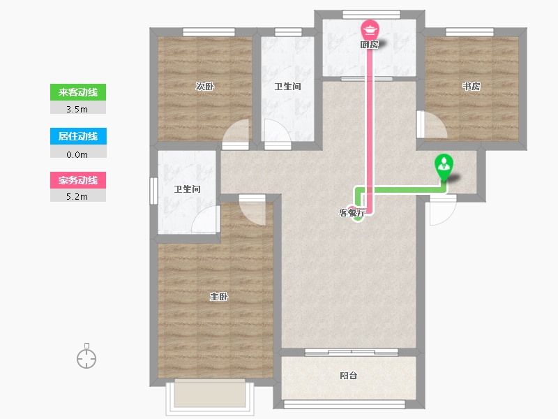 陕西省-宝鸡市-城虢和院-90.00-户型库-动静线