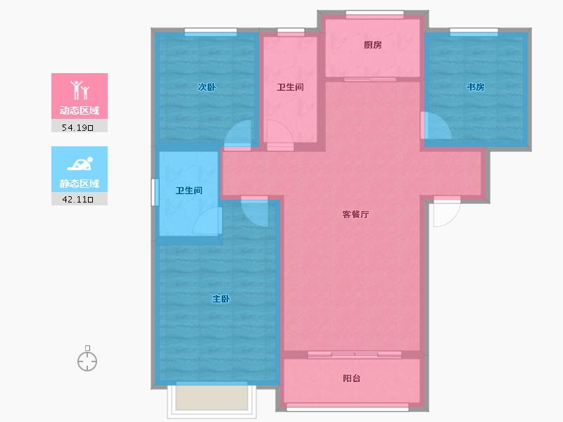 陕西省-宝鸡市-城虢和院-90.00-户型库-动静分区