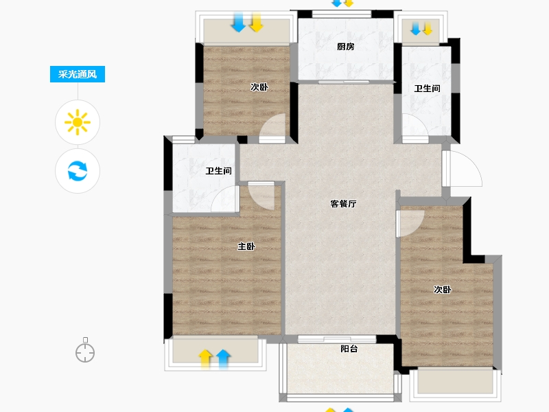 江苏省-苏州市-星河胥江新著雅苑-84.00-户型库-采光通风