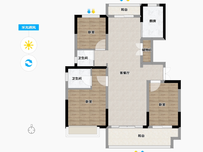 河南省-郑州市-中原华侨城-108.01-户型库-采光通风