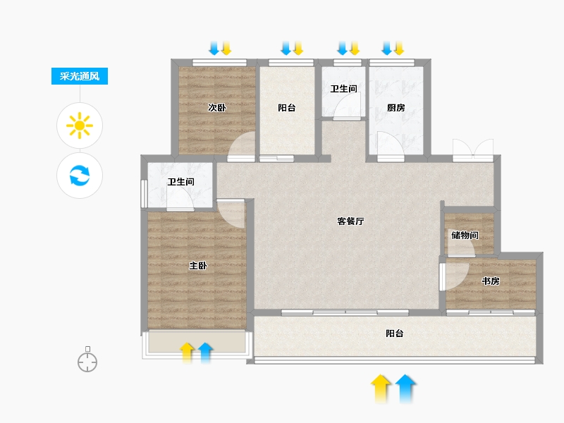 江苏省-苏州市-九龙仓逅湾雅苑​-114.41-户型库-采光通风