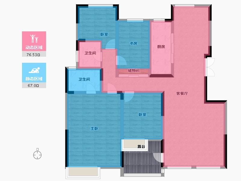 河南省-郑州市-鼎盛阳光城-137.51-户型库-动静分区