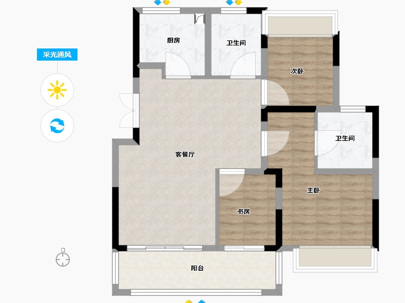 江苏省-苏州市-陆家嘴锦绣澜山-87.83-户型库-采光通风