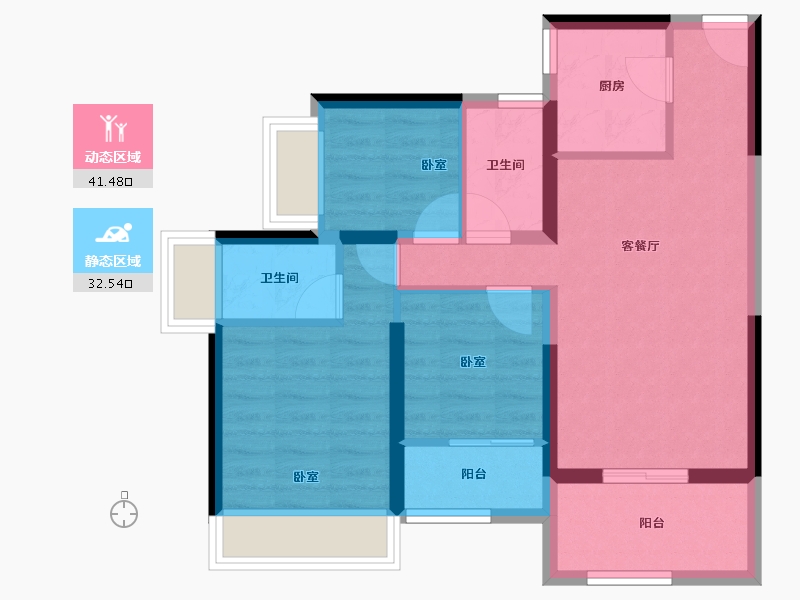 广东省-深圳市-珑湾上城花园-64.97-户型库-动静分区