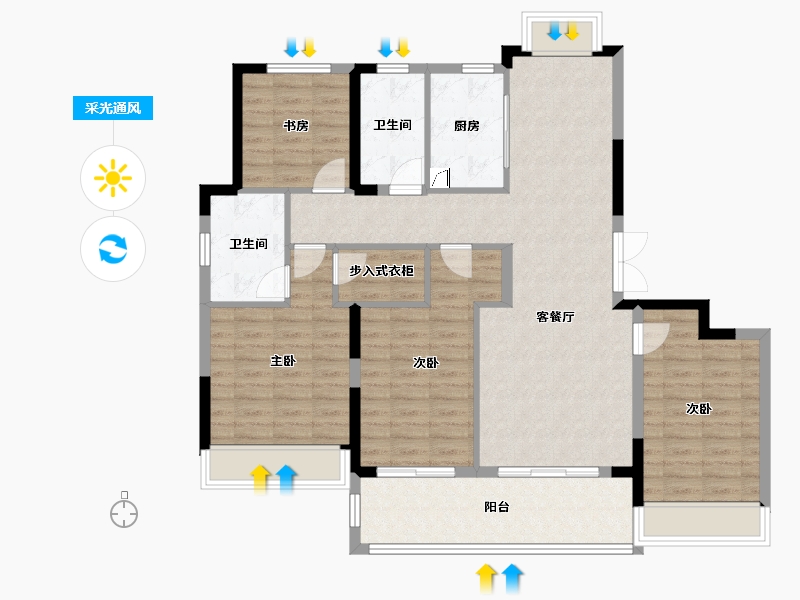 江苏省-苏州市-绿城招商·柳岸晓风-114.01-户型库-采光通风