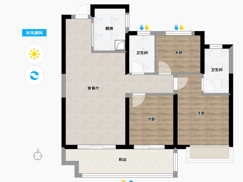 河南省-郑州市-锦艺四季城-78.10-户型库-采光通风