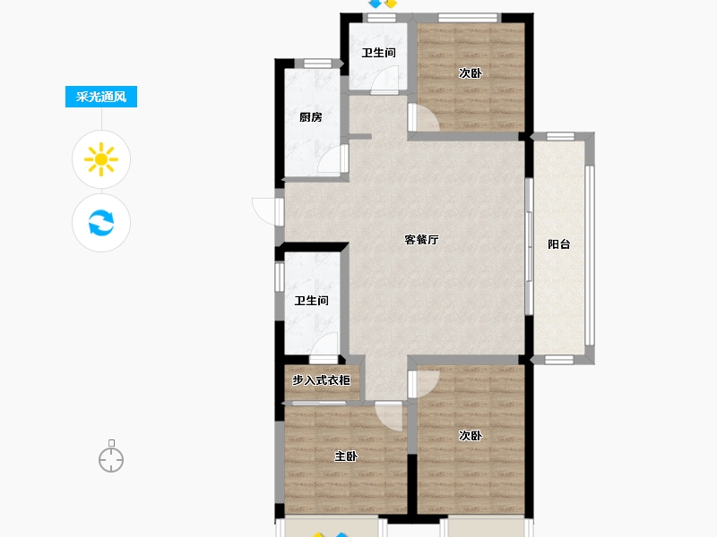 河南省-郑州市-锦艺四季城​-93.81-户型库-采光通风