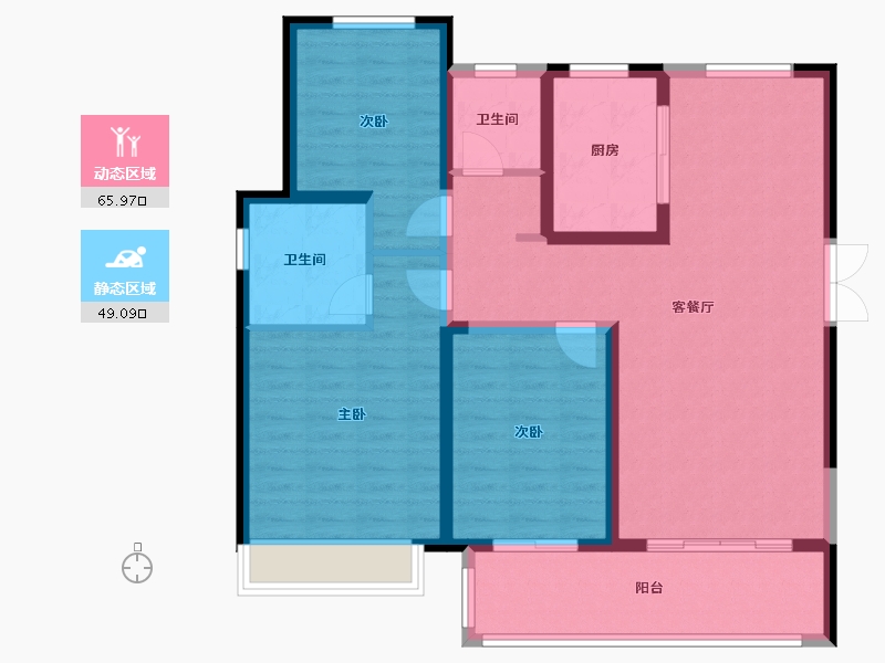 河南省-郑州市-锦艺四季城​-103.46-户型库-动静分区