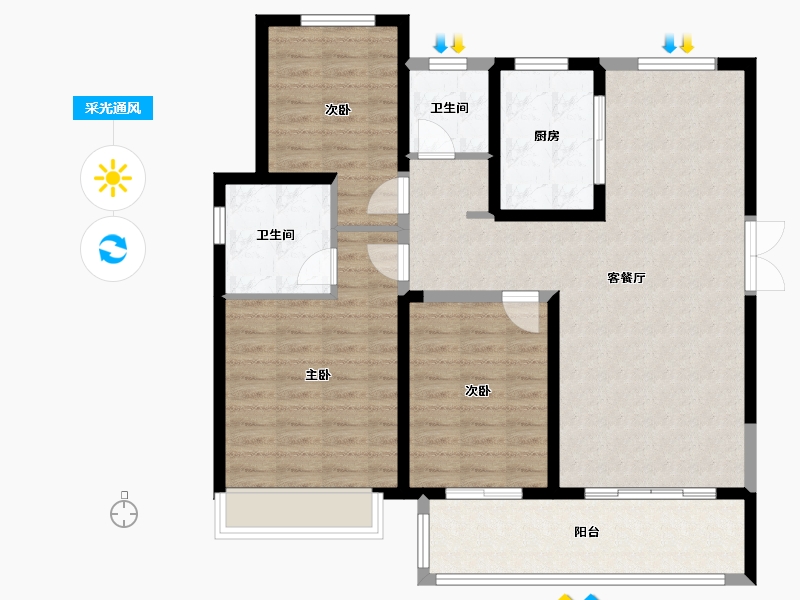 河南省-郑州市-锦艺四季城​-103.46-户型库-采光通风