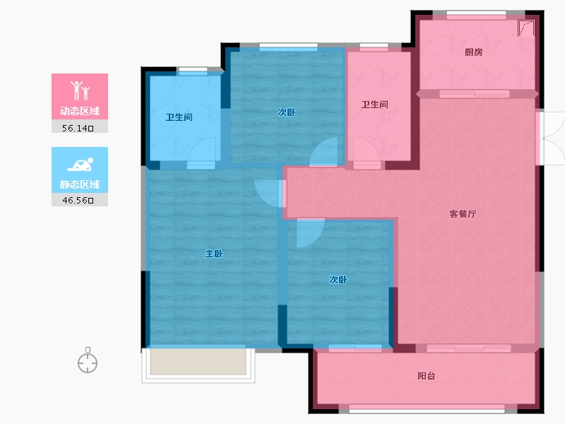 河南省-郑州市-锦艺四季城​-92.19-户型库-动静分区