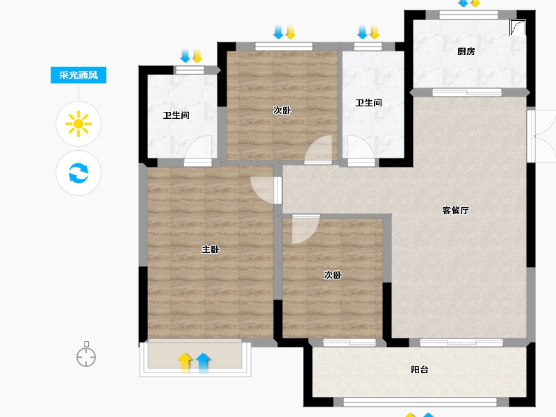 河南省-郑州市-锦艺四季城​-92.19-户型库-采光通风