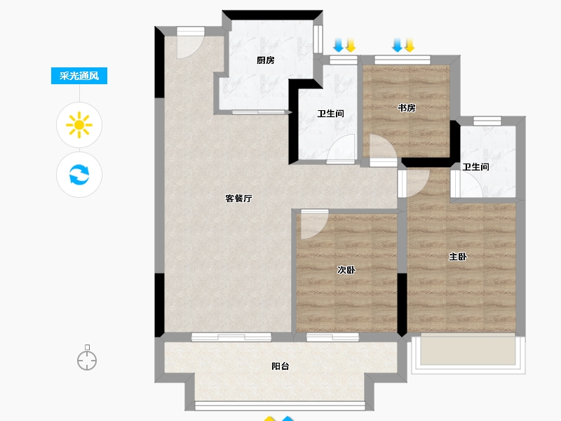 河南省-郑州市-亚新美好印象-71.20-户型库-采光通风