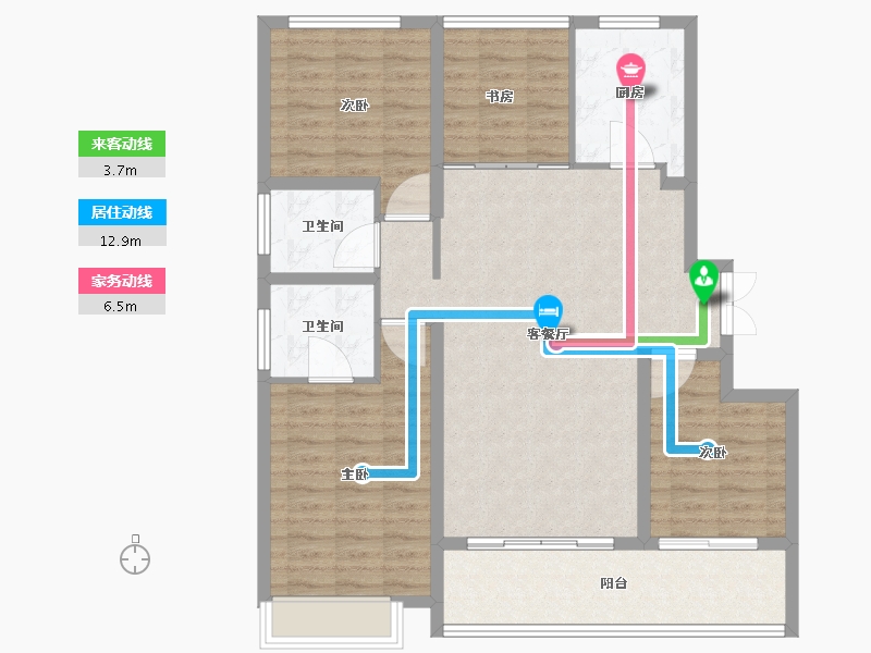 江苏省-苏州市-九龙仓逅湾雅苑​-105.60-户型库-动静线