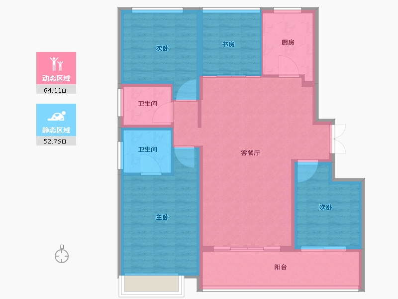 江苏省-苏州市-九龙仓逅湾雅苑​-105.60-户型库-动静分区