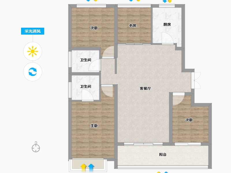 江苏省-苏州市-九龙仓逅湾雅苑​-105.60-户型库-采光通风