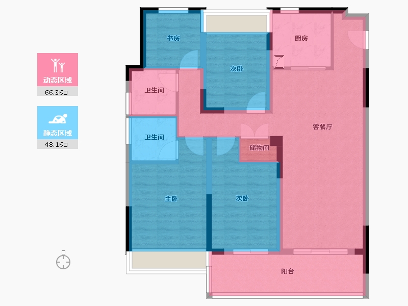 江苏省-苏州市-绿城招商·柳岸晓风-102.00-户型库-动静分区