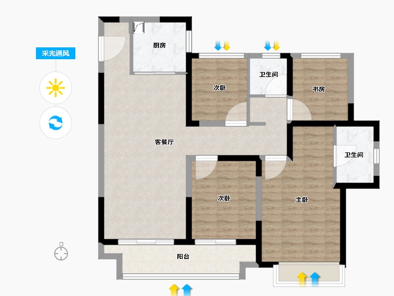 江苏省-苏州市-建发·御璟湾-102.20-户型库-采光通风