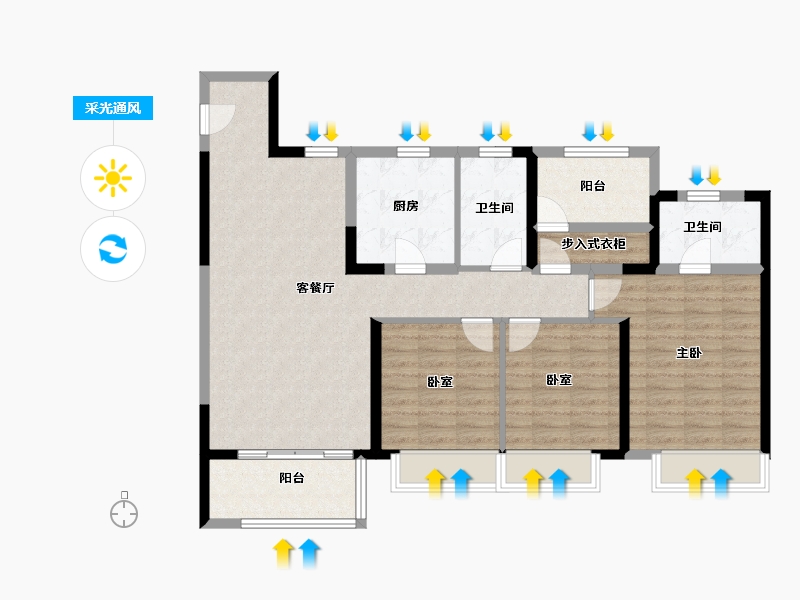 河南省-郑州市-保利金茂时光悦-103.35-户型库-采光通风