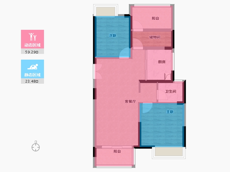 江苏省-苏州市-陆家嘴锦绣澜山-73.30-户型库-动静分区