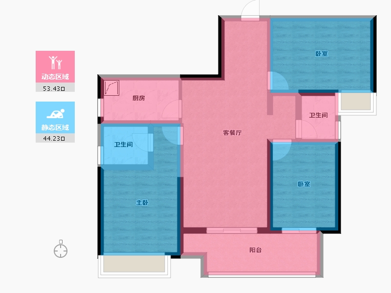 河南省-郑州市-中海如园-85.82-户型库-动静分区