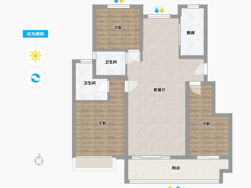 河南省-洛阳市-中骏雍景湾-100.00-户型库-采光通风