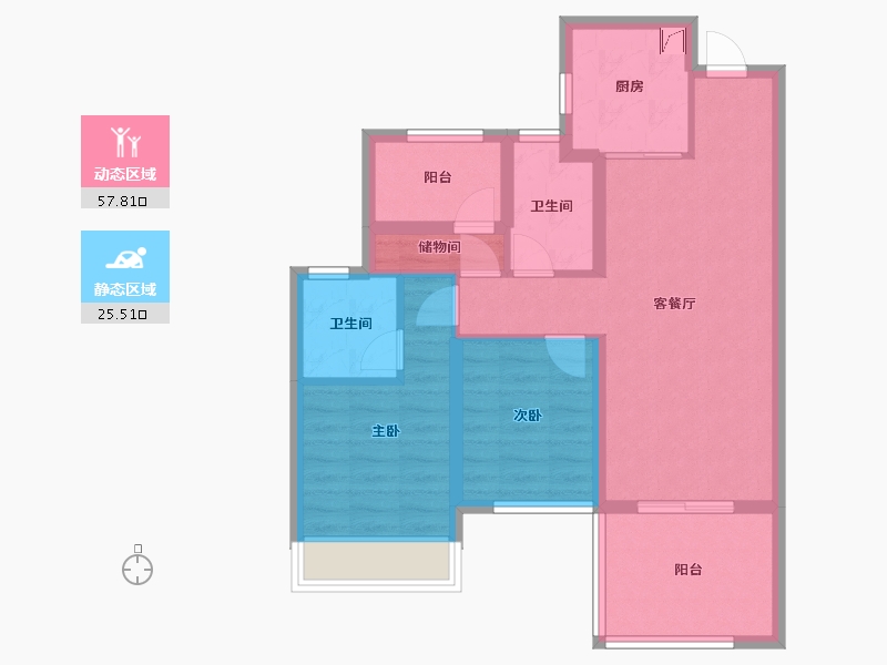 陕西省-咸阳市-融创御河宸院-75.24-户型库-动静分区