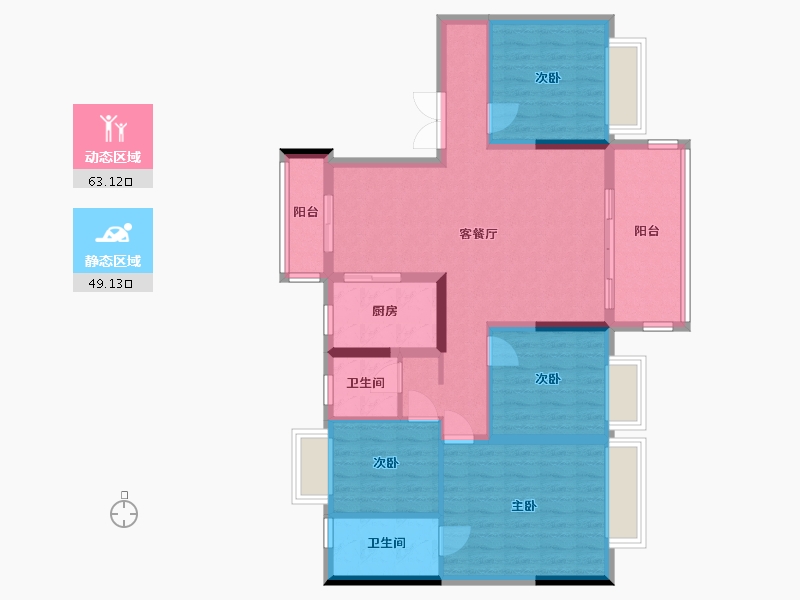 湖南省-长沙市-敏捷紫云府-105.00-户型库-动静分区