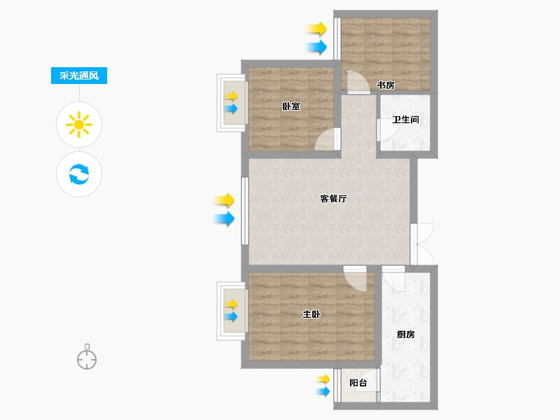 内蒙古自治区-乌海市-阳光丽舍-75.00-户型库-采光通风