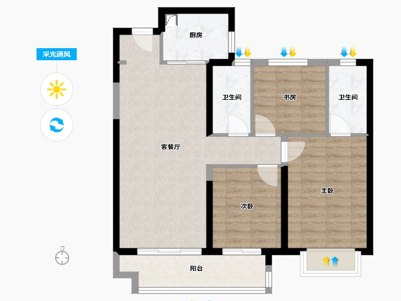 山东省-菏泽市-华地翡翠公园-87.65-户型库-采光通风