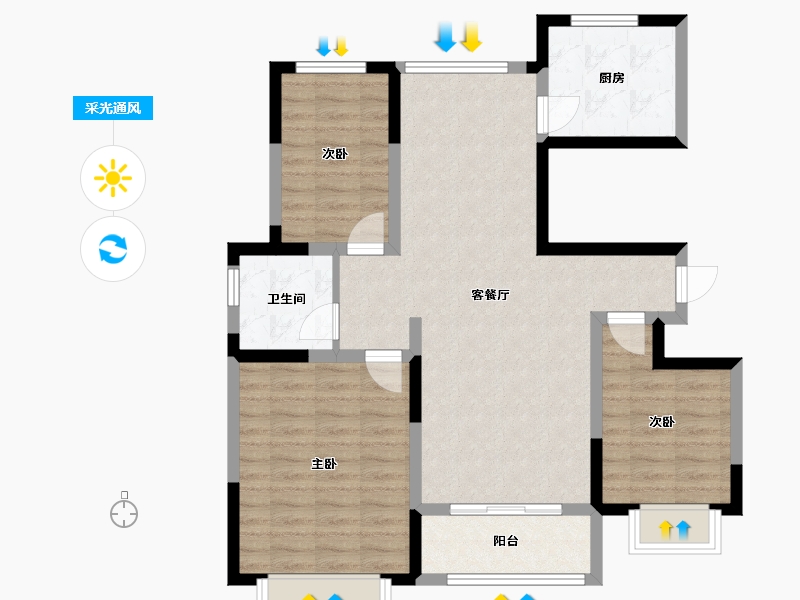 山东省-莱芜市-星空钰园-88.98-户型库-采光通风