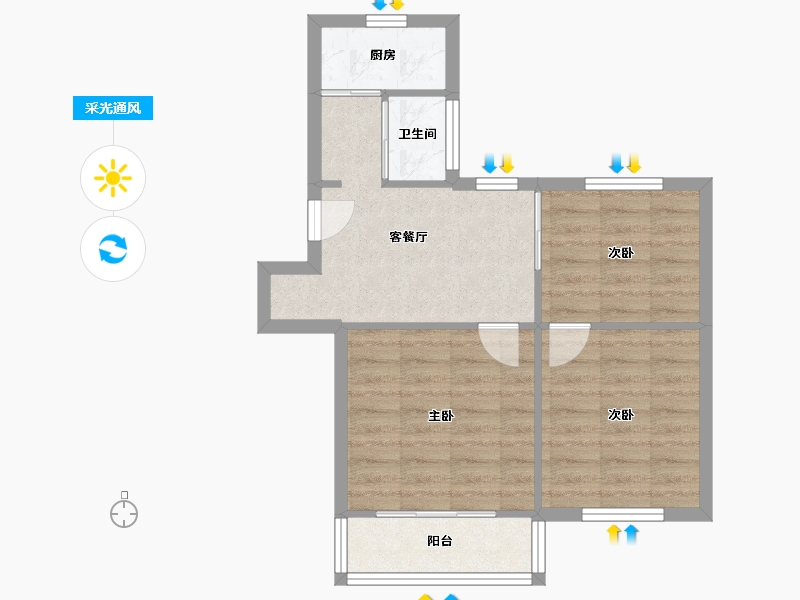 上海-上海市-紫叶花园-60.00-户型库-采光通风