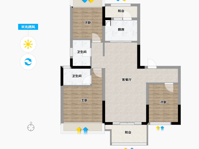 河南省-信阳市-东方时代-90.00-户型库-采光通风